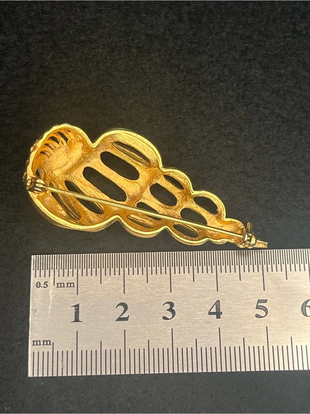 Vintage Gold Tone Spiral Shell Brooch Nautical Statement Pin